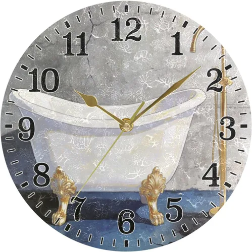 Vista 59 de JUNZAN Reloj de bañera con vino romántico espumoso y velas, reloj de pared silencioso de 10 pulgadas, pequeño reloj redondo, decoración de cocina