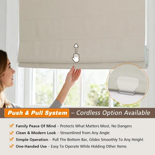Vista 3 de Persianas romanas sin cuerda para ventanas, persianas opacas para el hogar, persianas romanas de tela personalizadas para oscurecer la habitación