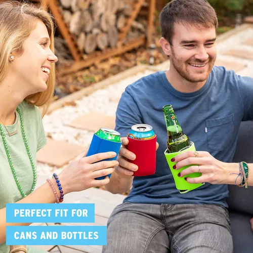 Vista 5 de Fundas enfriadoras de latas de cerveza en blanco (paquete de 14) mangas enfriadoras de latas de cerveza con aislamiento suave – Fundas lisas