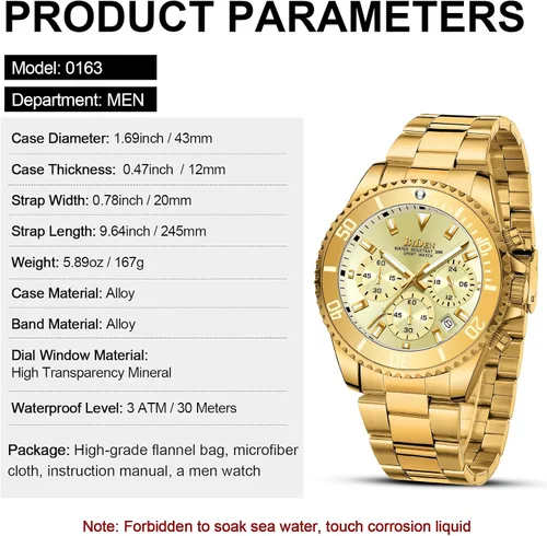 Vista 7 de Biden BIDEN-0163 Men's Analogue Quartz Watch with Stainless Steel Strap Negro A