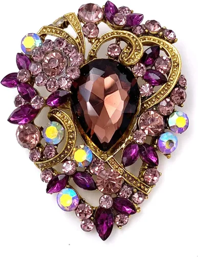 Vista 6 de LAXPICOL - Broche elegante de flores con cristal austriaco vintage para mujer, tono dorado Negro
