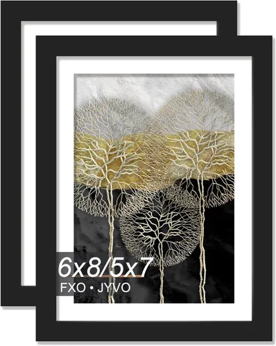 Vista 100 de Fxojyvo Marco de Fotos de 4x6, Muestra Foto de 3.5x5 con Paspartú o 4 x 6 Sin Paspartú, Liviano y de Alta Transparencia Marco de 4 por 6 para Pared
