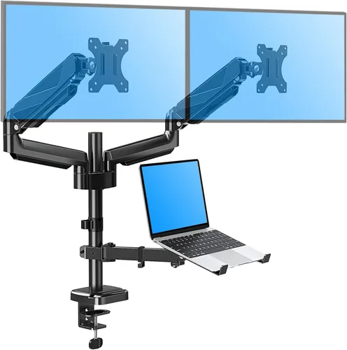 Vista 12 de MOUNTUP Soporte de pared para laptop, soporte ajustable para laptop de máximo 17" notebook o monitor máximo de 32", soporte de pared para laptop