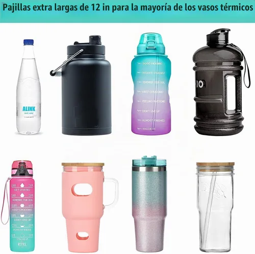 Vista 8 de ALINK Pajitas reutilizables con purpurina para vaso Stanley de 40 onzas y 30 onzas, popotes de plástico duro de 12 pulgadas de largo, popote