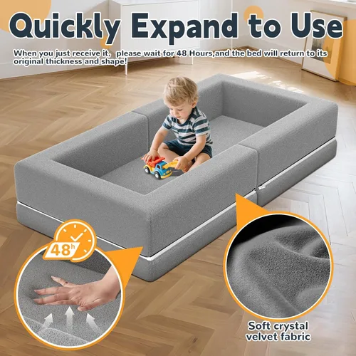 Vista 3 de Cama de viaje portátil para niños pequeños: plegable y suave, cama plegable portátil 3 en 1 con funda de tela lavable, ideal para vacaciones