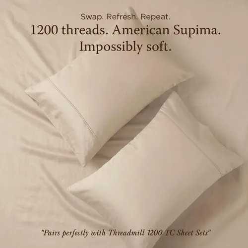 Vista 4 de Threadmill Fundas de almohada de lujo Queen Juego de 2 de tamaño estándar 1200 hilos 100% algodón Supima de EE. UU. Fundas de almohada suaves
