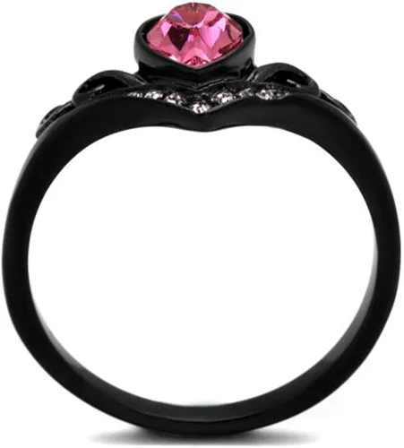 Vista 3 de Marimor Jewelry Anillo de moda de acero inoxidable con circonita rosa para mujer, talla 5-10