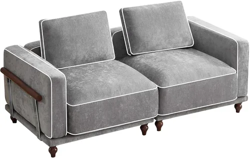 Vista 21 de Sofá biplaza modular de 80 pulgadas, sofá modular Cloud con reposabrazos y patas de madera, cómodo sofá tapizado de 2 plazas para sala de estar