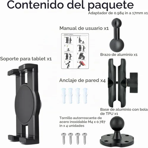 Vista 6 de VAUBORTTI Soporte de tablet para camión, brazo de aluminio, soporte para iPad de 6.5 a 12.9 pulgadas, iPad mini/Air/Pro, base de taladro resistente