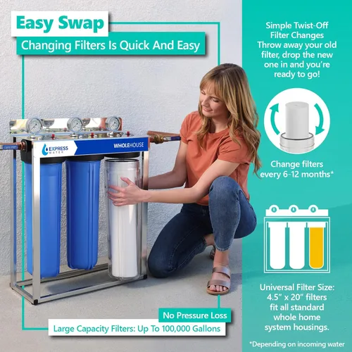 Vista 4 de Express Water Paquete de 2 filtros de repuesto de sedimentos - Filtro de agua de repuesto para toda la casa - Filtro de agua SED de alta capacidad