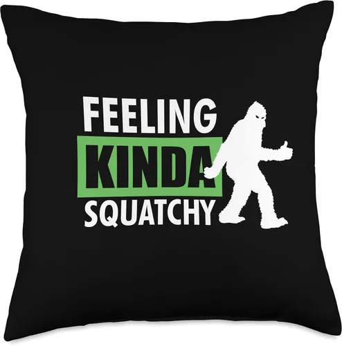 Vista 4 de Funny Bigfoot Apparel and Designs Bigfoot Funny Feeling Kinda Squatchy Sasquatch - Almohada de 16 x 16 pulgadas, multicolor