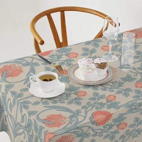 Vista 260 de Mantel Floral Retro de Pájaros, Diseño Original Bohemio William Morris Estampado Cubierta de Mesa para Hogar Picnic Fiesta Comedor Cocina William