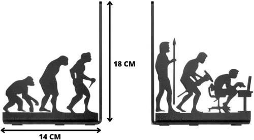 Vista 5 de Sujetalibros decorativos de metal Human Evolution para libros pesados y biblioteca
