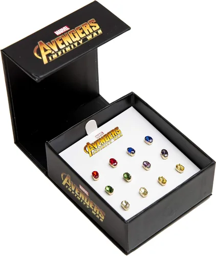 Vista 5 de Marvel Avengers Infinity War Endgame - Pendientes de tuerca de piedra infinita, juego de 6