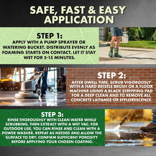 Vista 7 de eco-etch Pro hormigón Etcher & Limpiador, 1 gal Efflorescence, Rust & Dirt Remover from Brick, Driveway, Garage - Gentle Substitute for Citric