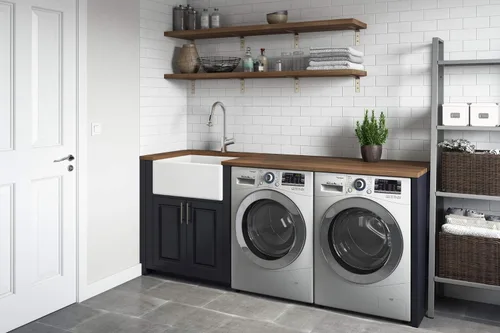 Vista 6 de Ruvati 23 x 18 pulgadas Fregadero de Cocina de Arcilla Refractaria, Modelo Farmhouse con Delantal Delantero, de Una Cubeta - Blanco - RVL2468WH