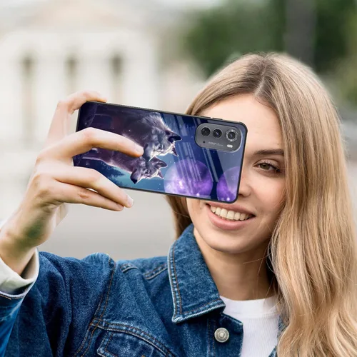 Vista 289 de Funda para Motorola Moto Edge 2022, cubierta trasera de vidrio templado con protector de pantalla, funda protectora a prueba de golpes para Motorola