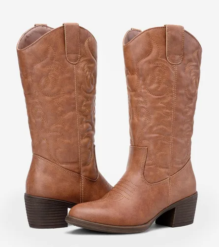 Vista 6 de Vepose Botas vaqueras 9801 hasta la rodilla para mujer