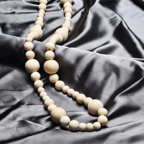 Vista 6 de 2 piezas de guirnalda de cuentas de madera navideña de 86 pulgadas, guirnalda de madera creativa para decoración del día de San Valentín, decoración