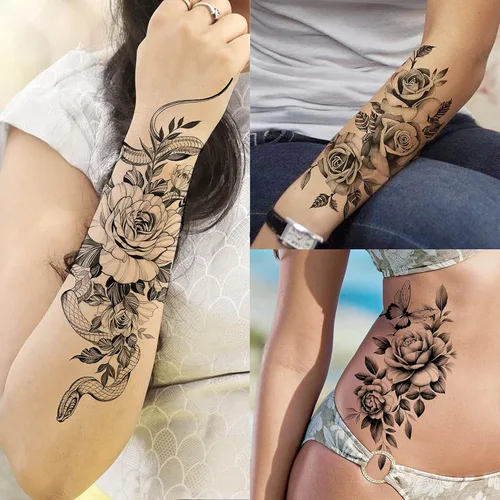Vista 3 de VANTATY - Tatuajes temporales, diseño de flor 011
