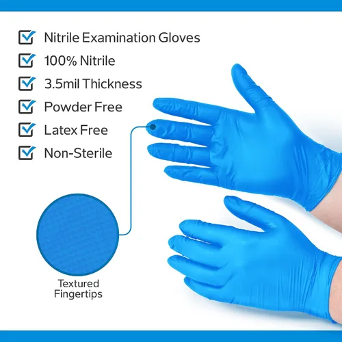 Vista 2 de OSTC Lydus - Guantes para examen de dedos con textura de nitrilo de 4 mil, sin látex, tamaño grande (caja de 100)