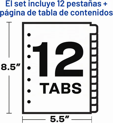 Vista 5 de Avery Mini Preprinted separadores con pestañas, 5,5 x 8.5-pulgadas, 12-tab A-Z Set (11313), Blanco