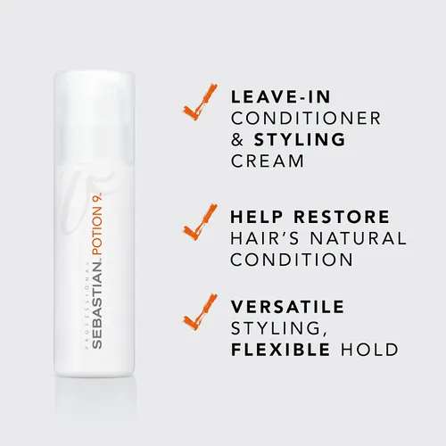 Vista 2 de Sebastian Professional Potion 9 Tratamiento de Peinado Portátil para el Cabello Acondicionador Sin Enjuague y Crema de Peinado Versátil