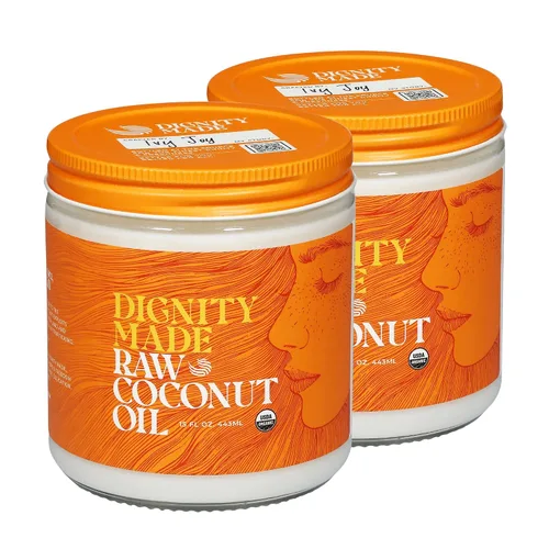 Vista 8 de Dignity Coconuts Aceite de coco crudo - Aceite de coco 100% orgánico sin refinar - Frasco de vidrio de 4 onzas líquidas - Centrífuga extraída