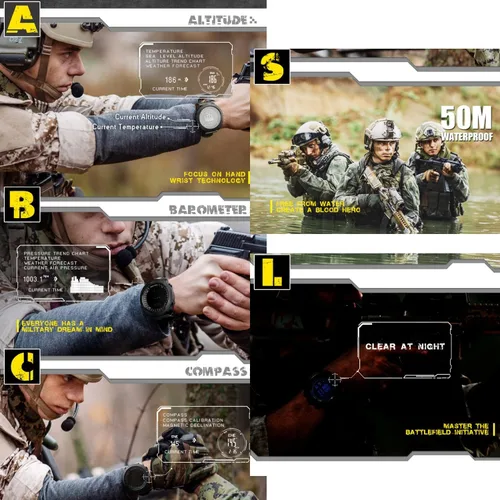 Vista 5 de North Edge Apache - Relojes deportivos tácticos para hombres, relojes digitales sólidos de supervivencia al aire libre con brújula militar sólida