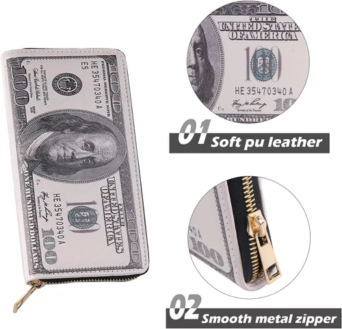 Vista 5 de LUI SUI - Billetera de cuero con billete billete para hombre para tarjetas de crédito