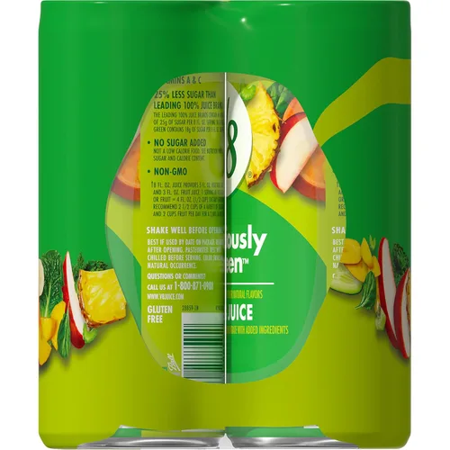 Vista 9 de V8 Deliciosamente verde 100% jugo de frutas y verduras, lata de 8 onzas líquidas (paquete de 6)