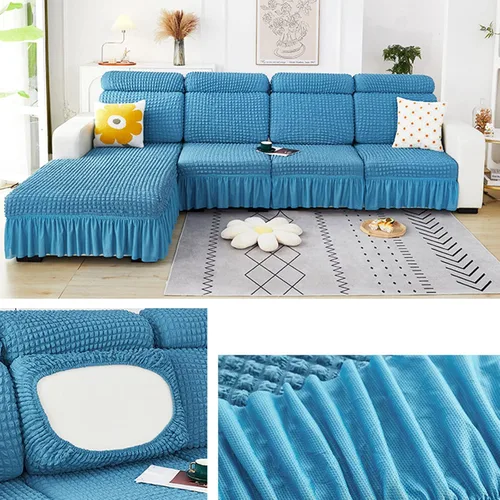 Vista 9 de Fundas elásticas para cojín en forma de L, funda de sofá modular de 1/2/3/4 asientos, con falda, sillón, sofá biplaza, protector de muebles