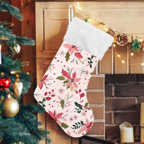 Vista 16 de ALAZA Calcetines de Navidad, copos de nieve, clásicos de invierno, decoraciones de calcetines grandes personalizados para la temporada de vacaciones