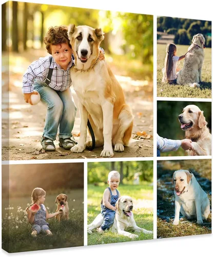 Vista 8 de DOARTDO Lienzo fotográfico personalizado con 4 collage de fotos múltiples, arte de pared personalizado para familia, niños, bebés, mascotas, marco