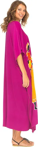 Vista 4 de SHU-SHI Vestido largo de caftán para mujer, vestido largo de playa, vestido casual de talla grande