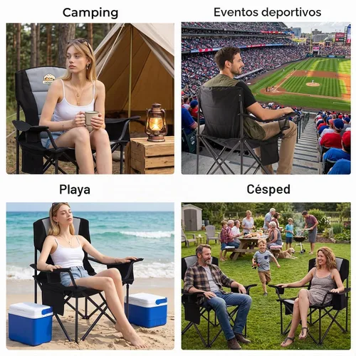 Vista 8 de Sillas de campamento de gran tamaño, paquete de 2 – Silla de campamento plegable resistente de 450 libras, sillas plegables para exteriores anchas