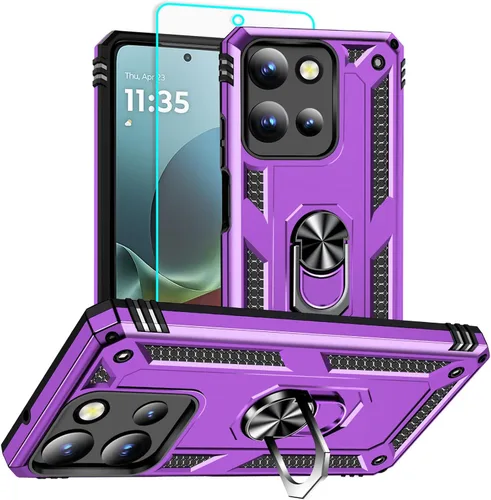 Vista 8 de HNHYGETE Funda para Motorola Edge 2025 con protector de pantalla: soporte giratorio de grado 360° (antideslizante) protección contra caídas y golpes