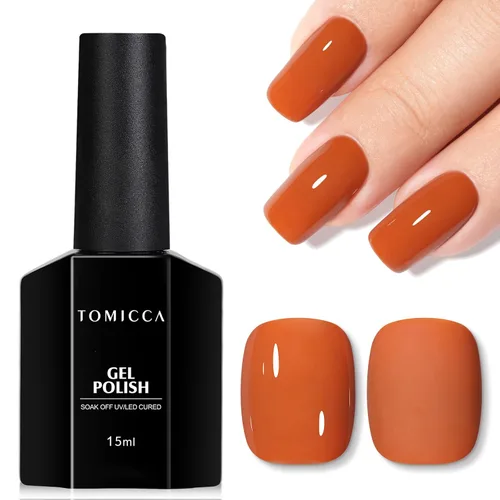 Vista 44 de TOMICCA Esmalte de uñas de gel marrón café, 0.5 onzas líquidas, esmalte de uñas de secado con LED UV para arte de uñas, manicura en casa, otoño e