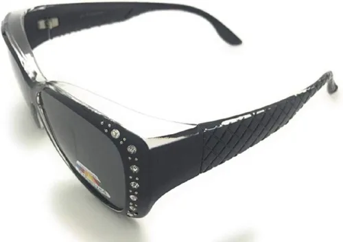 Vista 2 de The Starlet - Gafas de sol rectangulares ovaladas con diamantes de imitación de mariposa y ajuste de 2.165 in