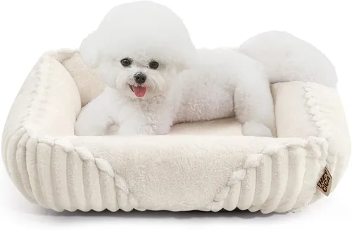 Vista 26 de EHEYCIGA Linda cama para perro de tamaño mediano, cama para mascotas de 30 Crema