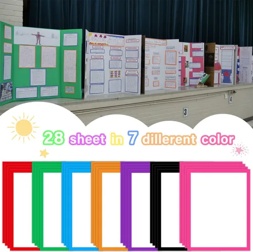 Vista 5 de 43 Hojas Coloridas Suministros de Tablero de Feria Científica Adhesivos de Presentación Subtítulos Científicos Títulos de Proyecto de Feria