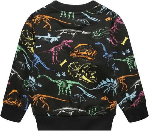 Vista 2 de Popshion - Sudaderas de dinosaurios para niños, pulóveres deportivos de caricaturas de manga larga, tallas 1-7T