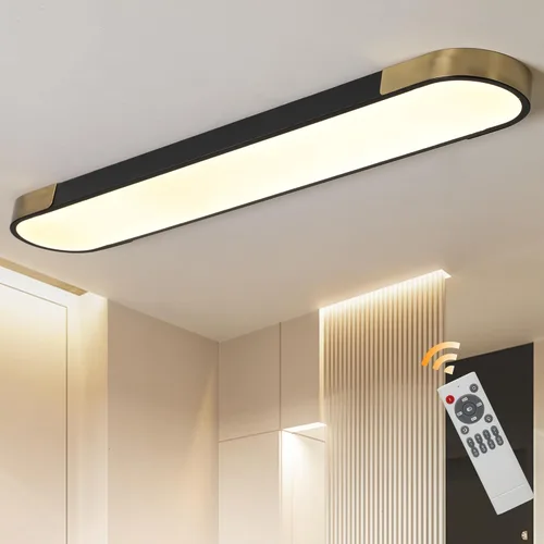 Vista 20 de Qcyuui Luces LED de Techo Regulables 46.4'' Accesorios de Iluminación para Cocina de Techo Negro Empotrado con Control Remoto Luz de Techo Lineal