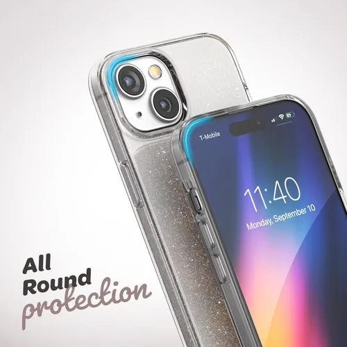 Vista 3 de ENCASED Funda con lazo para los dedos, diseñada para iPhone 15 Plus (2023), funda transparente con correa de mano con soporte de silicona suave al