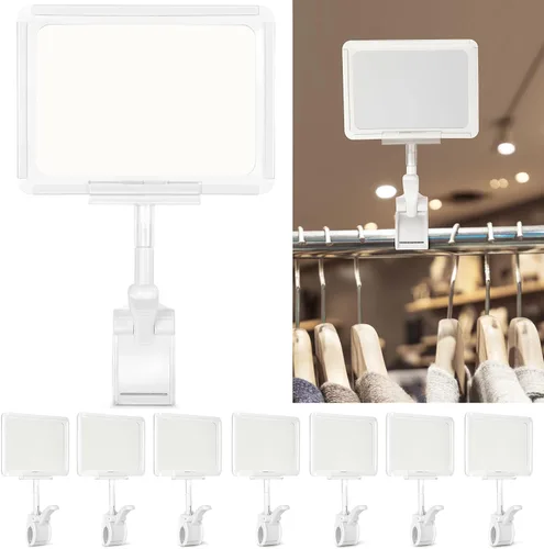 Vista 9 de Mlici Soporte acrílico para letreros con abrazadera, clips de exhibición de doble cabeza de 6 x 9 pulgadas con protector de tarjeta de PVC, clip