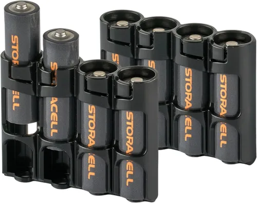 Vista 2 de Storacell - Organizador de almacenamiento de baterías AA (paquete de 2), negro, capacidad para 4 baterías (no incluidas)