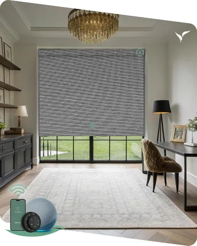 Vista 33 de Yoolax Persianas motorizadas con control remoto, persianas inteligentes opacas con control remoto, cortinas eléctricas compatibles con Alexa
