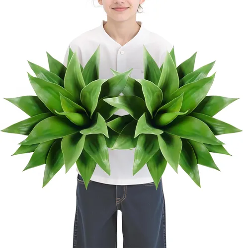Vista 19 de Velener Plantas artificiales de agave falsas, Plantas suculentas falsas para decoración de habitaciones, tallos de plantas de agave sintético sin