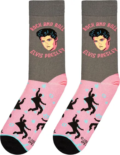 Vista 5 de Odd Sox Elvis Presley The King of Rock N Roll - Calcetines para hombre divertidos regalos de coleccionista Negro