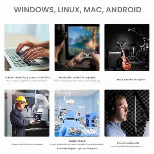 Vista 4 de iKKEGOL Pedal de pie USB mejorado con interruptor óptico, completamente silencioso, sin tacto, sonido de pulsación rápida, programable, para PC